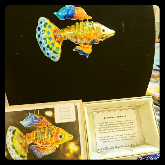 Cloisonne Gold Fish Ornament New in Case